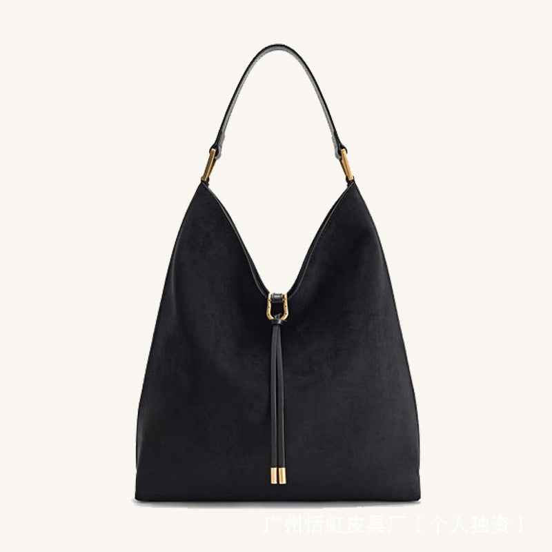 Suede Tote Bag for Women, Large Capacity Commute Crossbody Bucket Bag