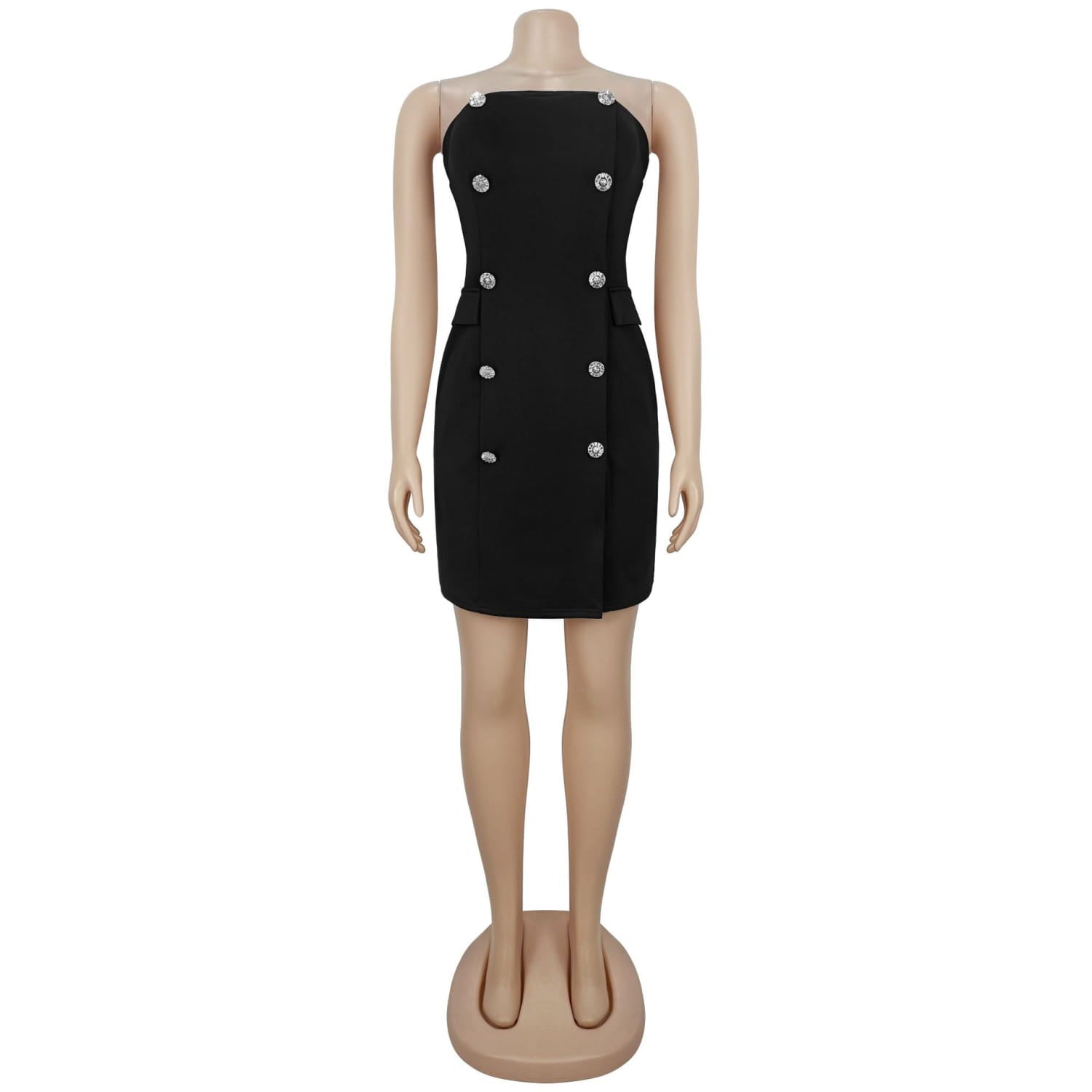 Fashion sexy strapless backless double-breasted dress for women