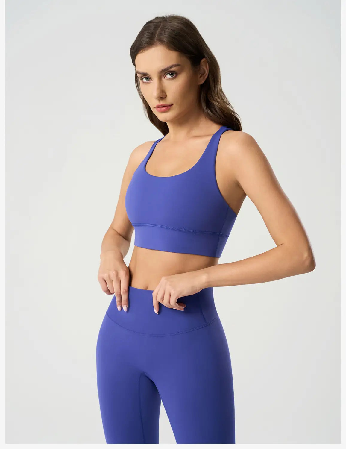 Cross back yoga bra brushed bare high-strength shock-absorbing gathering sports vest for women