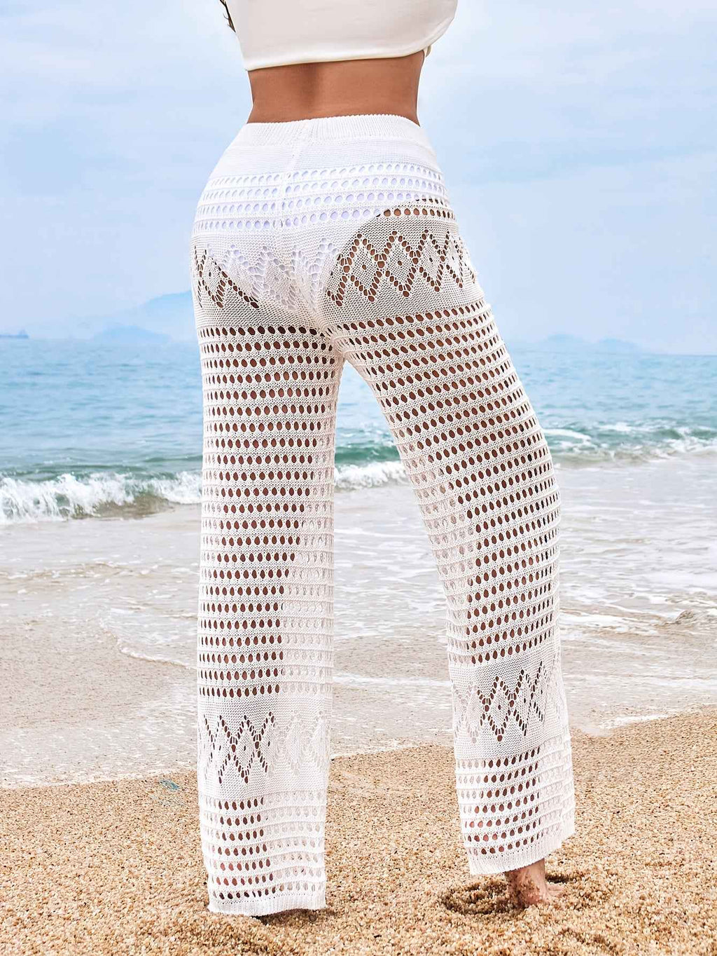 Chic High Waist Crochet Beach Pants for Effortless Style