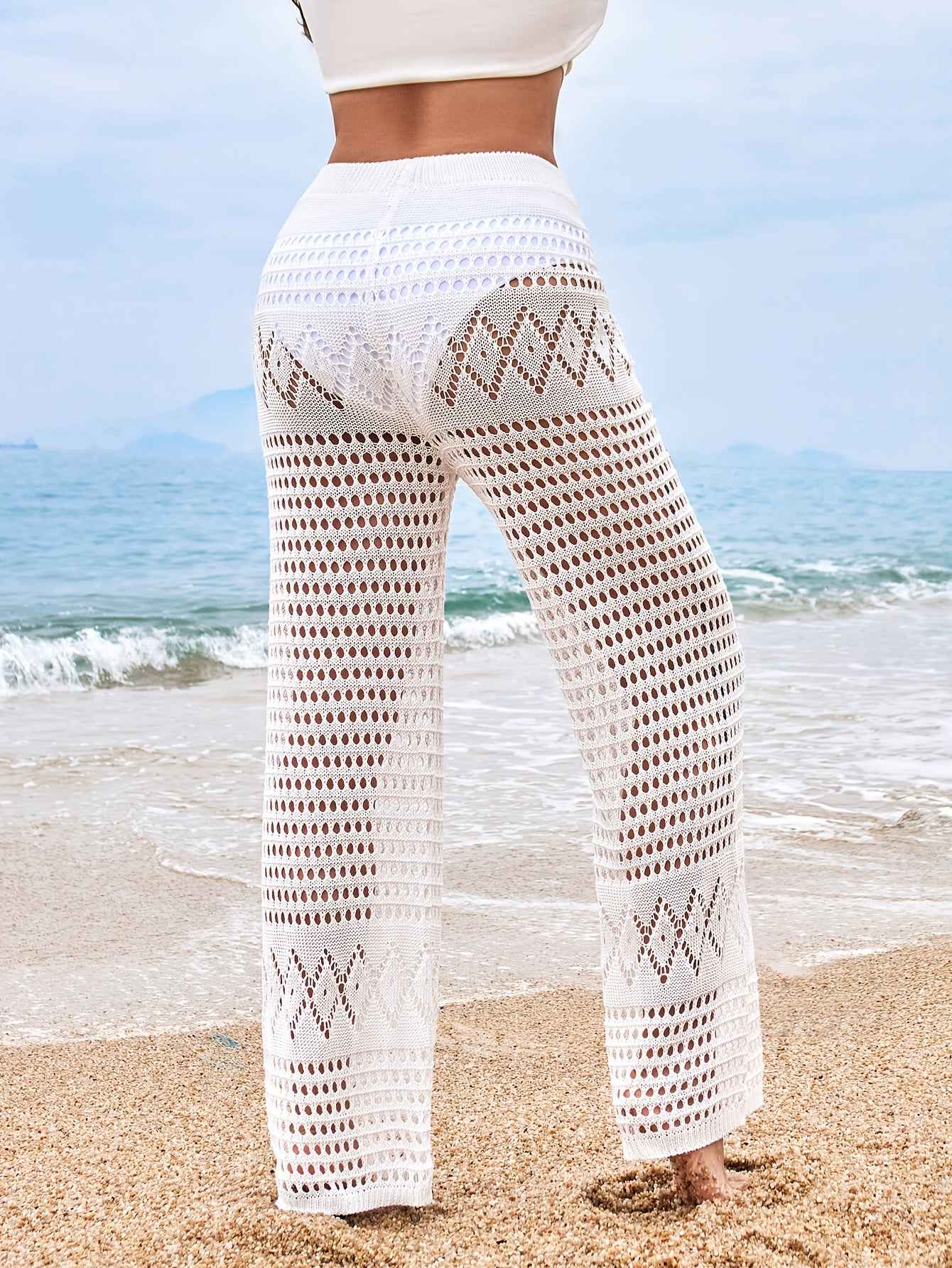 Chic High Waist Crochet Beach Pants for Effortless Style