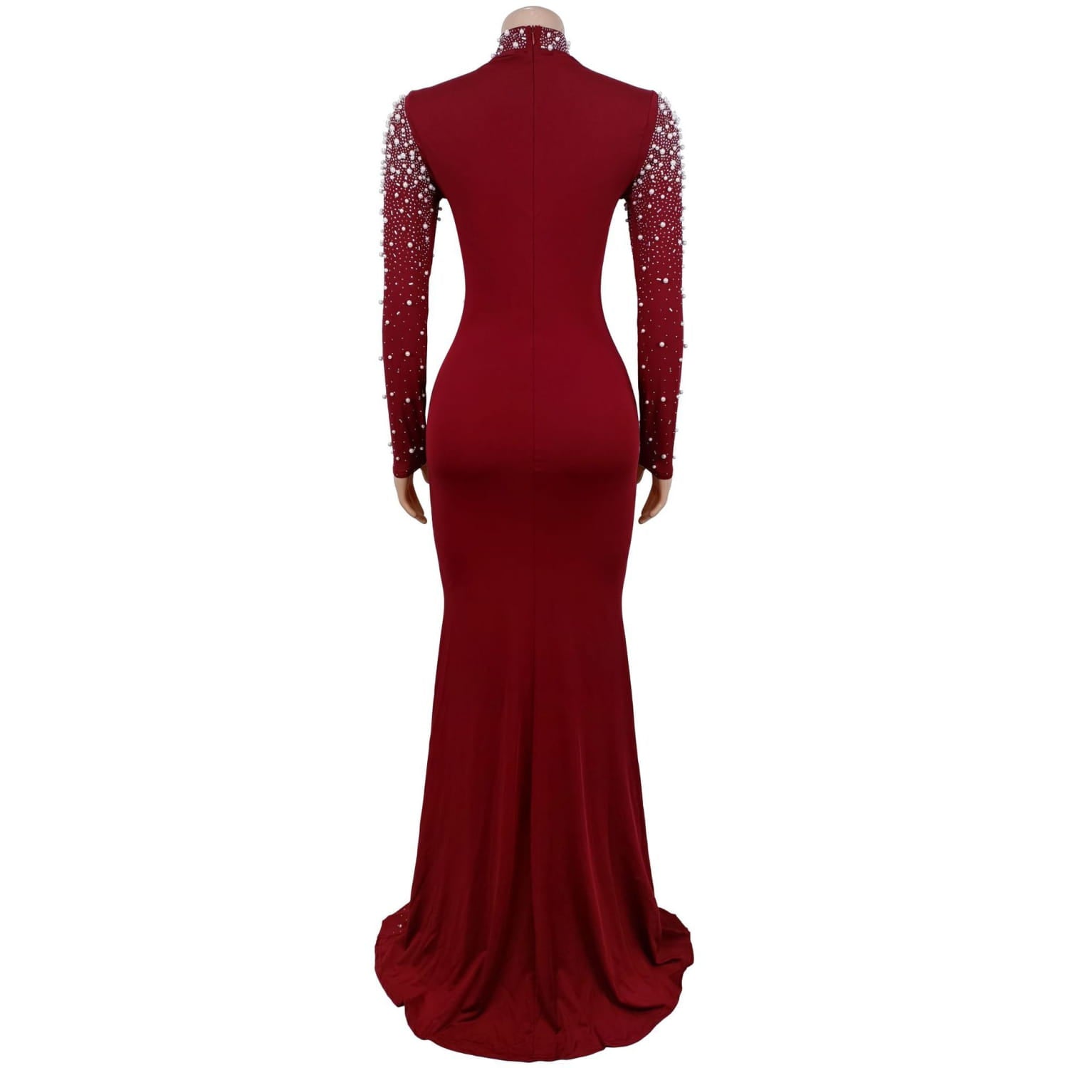 Elegant high neck rhinestone beaded bodycon dress for women fashion