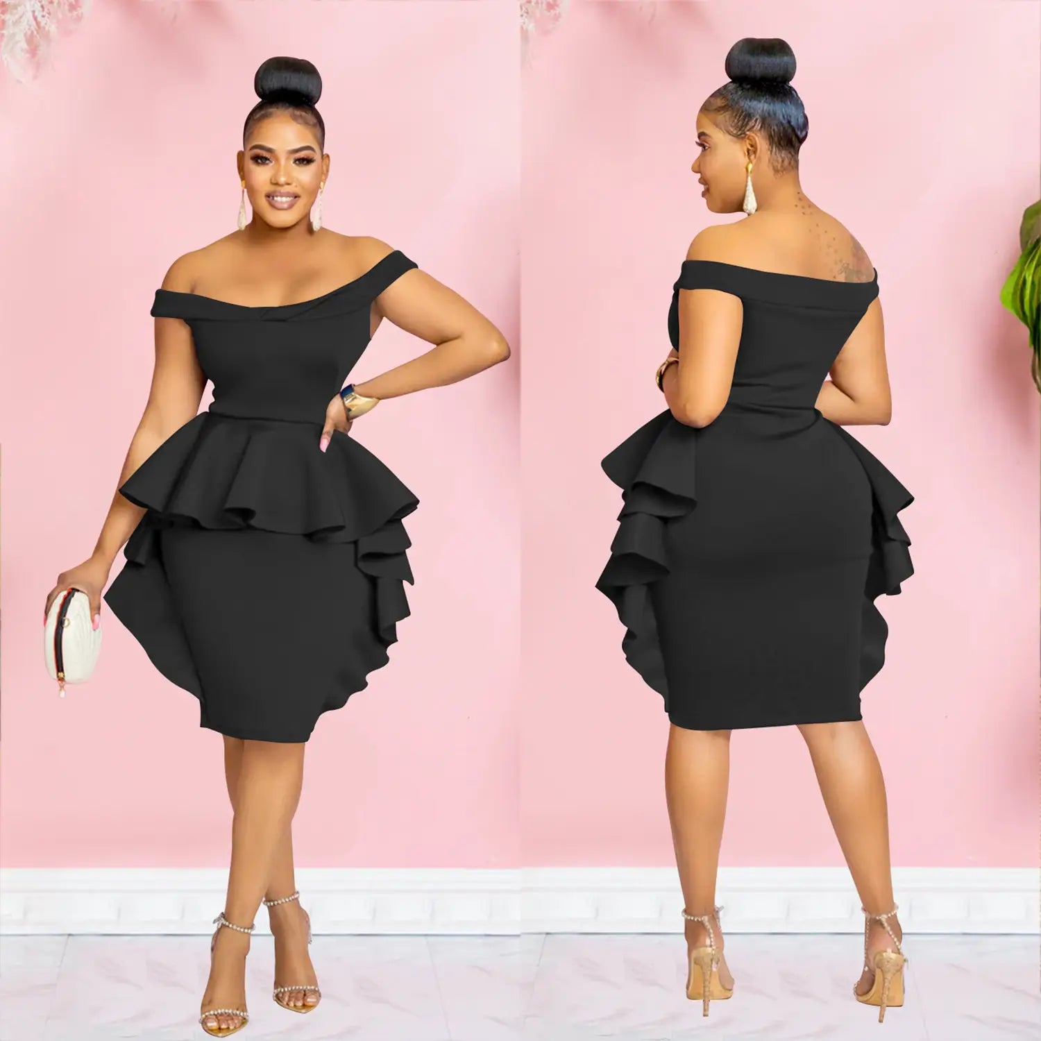 Fashion women’s solid color sleeveless ruffle hem mini dress