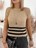 Striped Gold Thread VNeck Tee SpringSummer Essential
