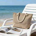 Chic Woven Straw Tote Large Versatile Beach  Travel Bag