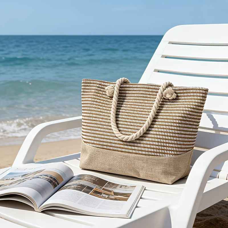 Chic Woven Straw Tote Large Versatile Beach  Travel Bag
