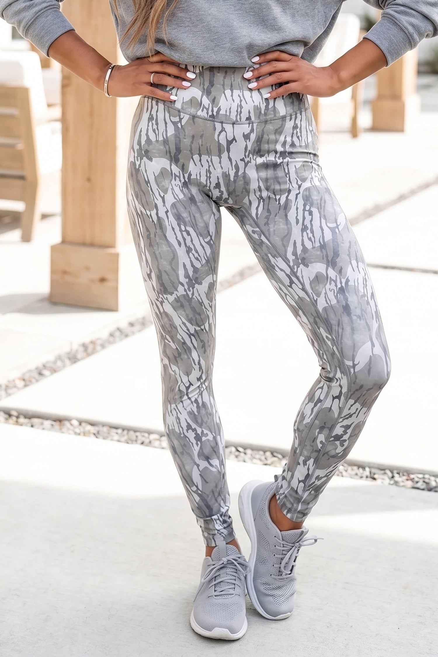 Multicolour Camouflage Pattern High Waist Leggings