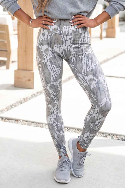 Multicolour Camouflage Pattern High Waist Leggings