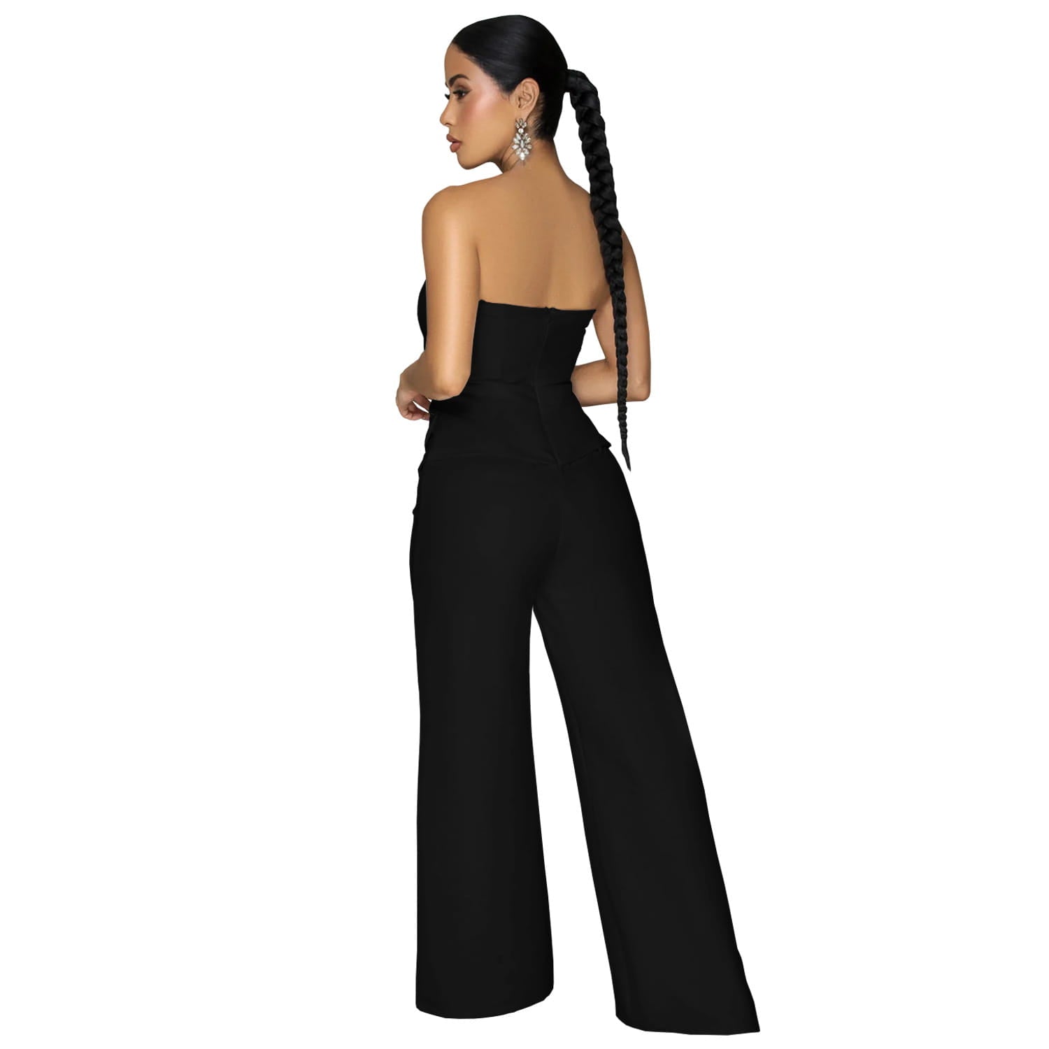 Fashion women’s sexy strapless backless casual wide-leg jumpsuit