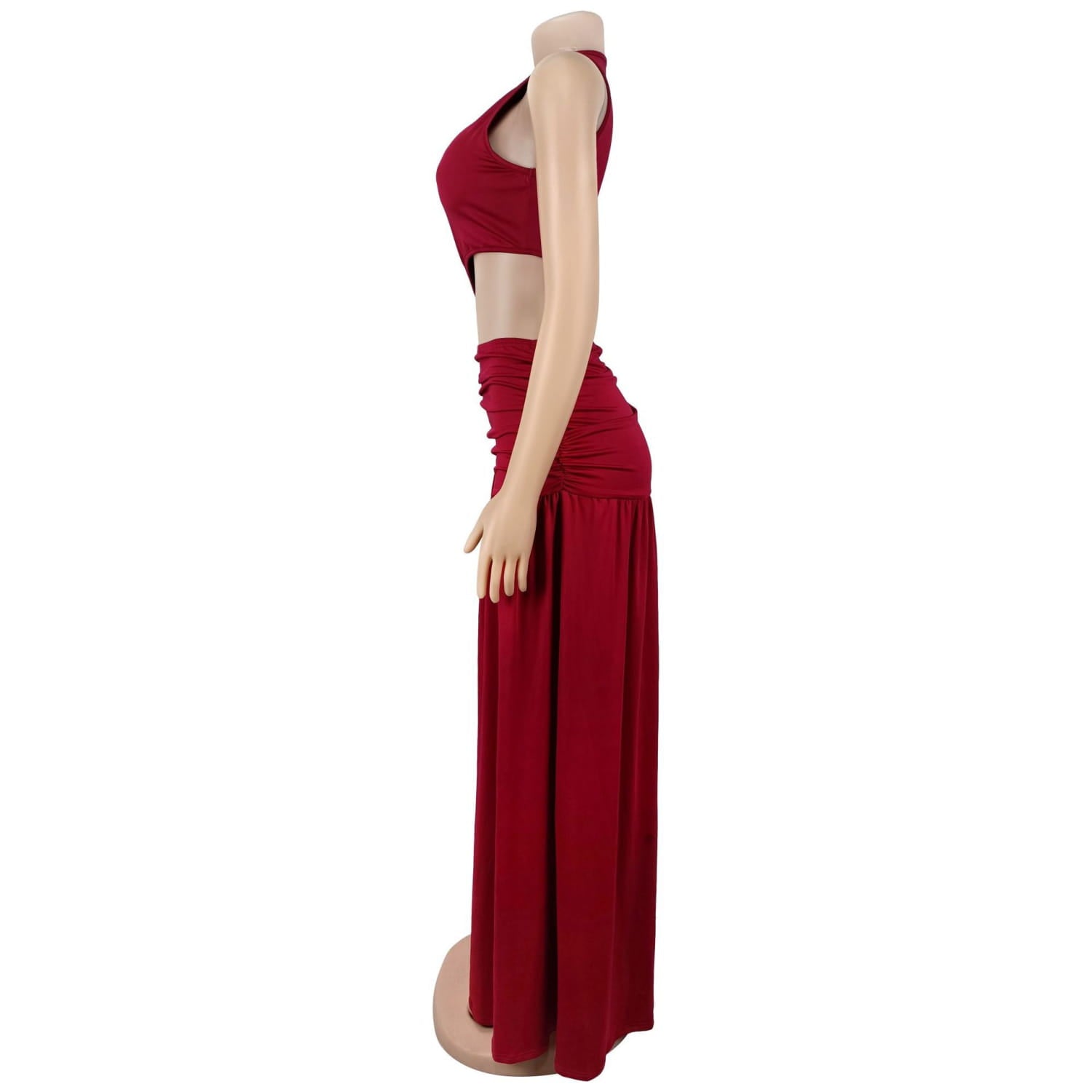 Fashion women’s sexy solid color sleeveless crop open fork dress