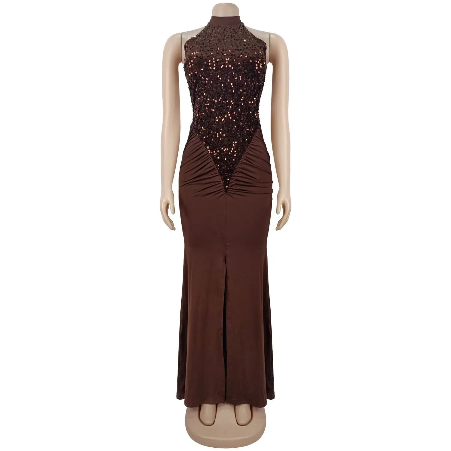 Fashion women’s sexy fitted sequin velvet split dress