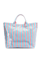Color black Glossy Striped Vinyl Large Tote Bag