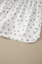 White Floral Print Half Zip Top Matching Short Set