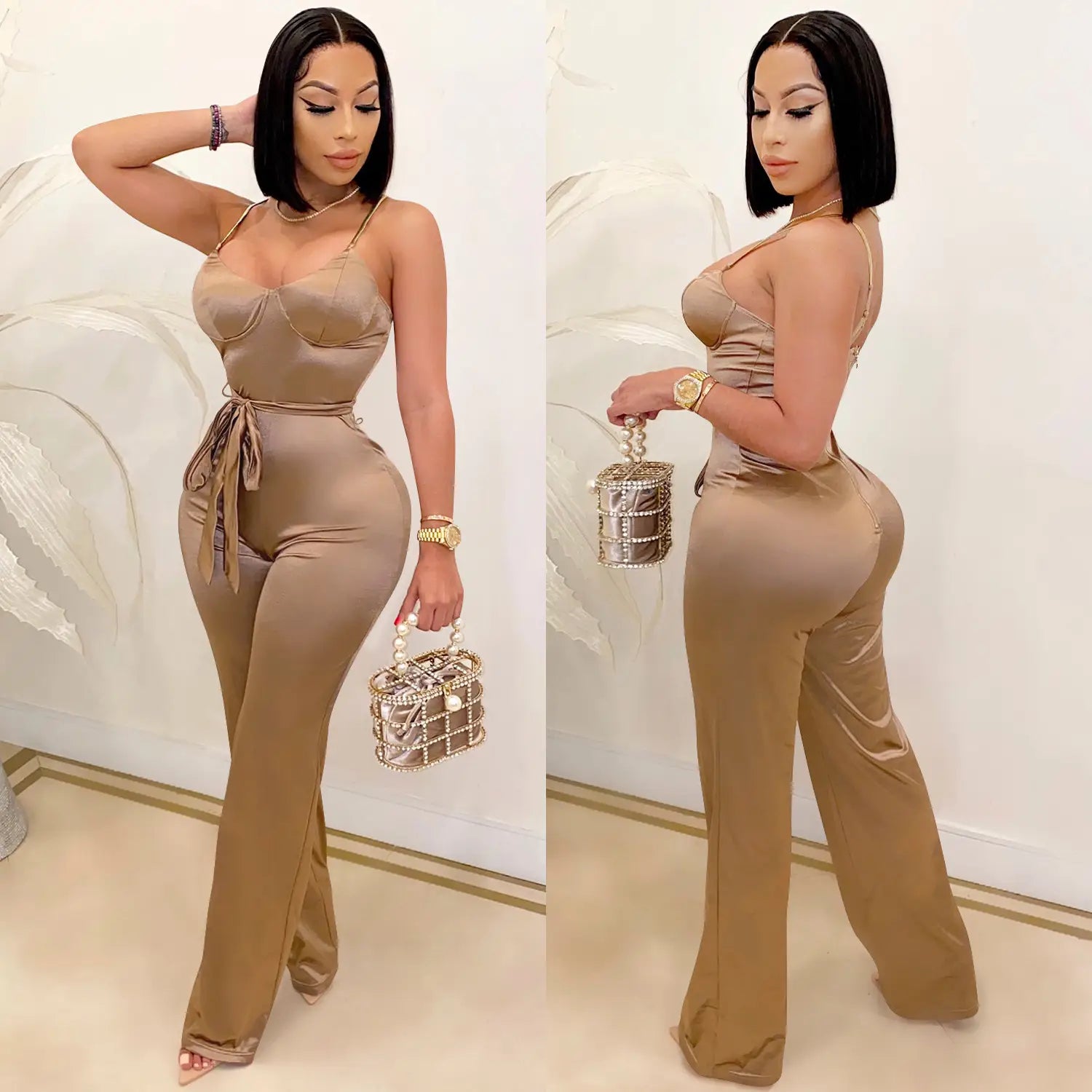 Fashionsexy jumpsuit straight leg pants casual elegant commute
