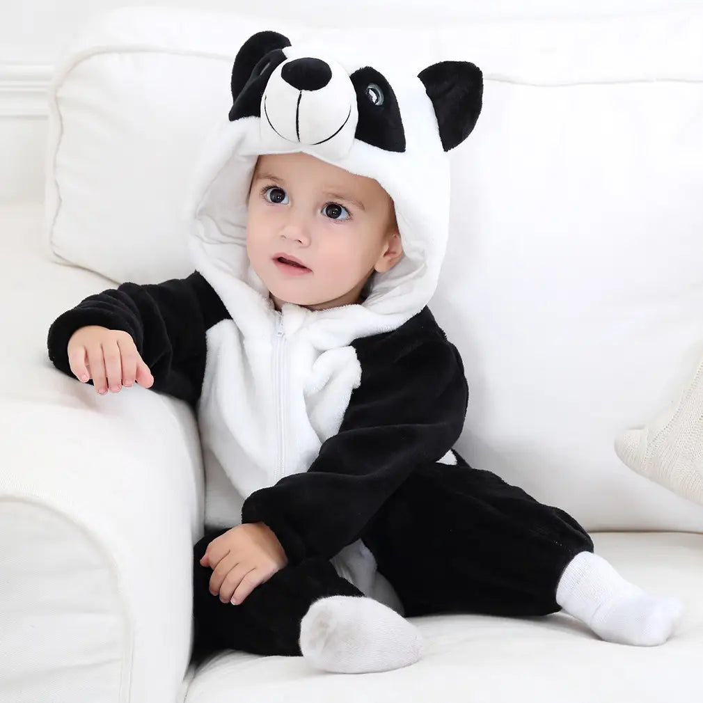 Flannel children’s crawling clothes baby clothes long sleeved hoodie newborn cartoon jumpsuit