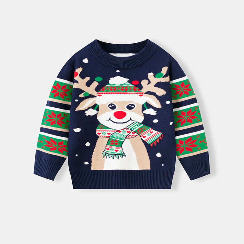 Christmas cartoon reindeer pullover baby base knitted sweater