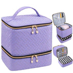 Quilted DualCompartment Makeup  Nail Polish Organizer Bag