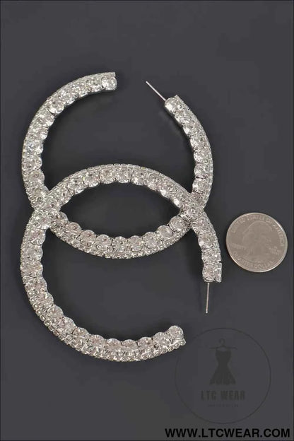 60mm Rhinestone Hoop Earring
