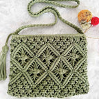 Boho Chic Handwoven Geometric Tassel Beach Tote Bag