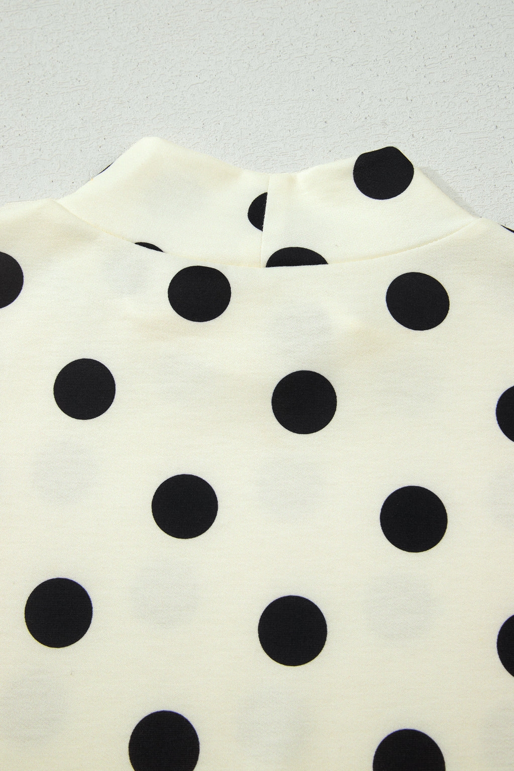 Beige Polka Dot Print High Neck Dolman Top
