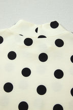 Beige Polka Dot Print High Neck Dolman Top