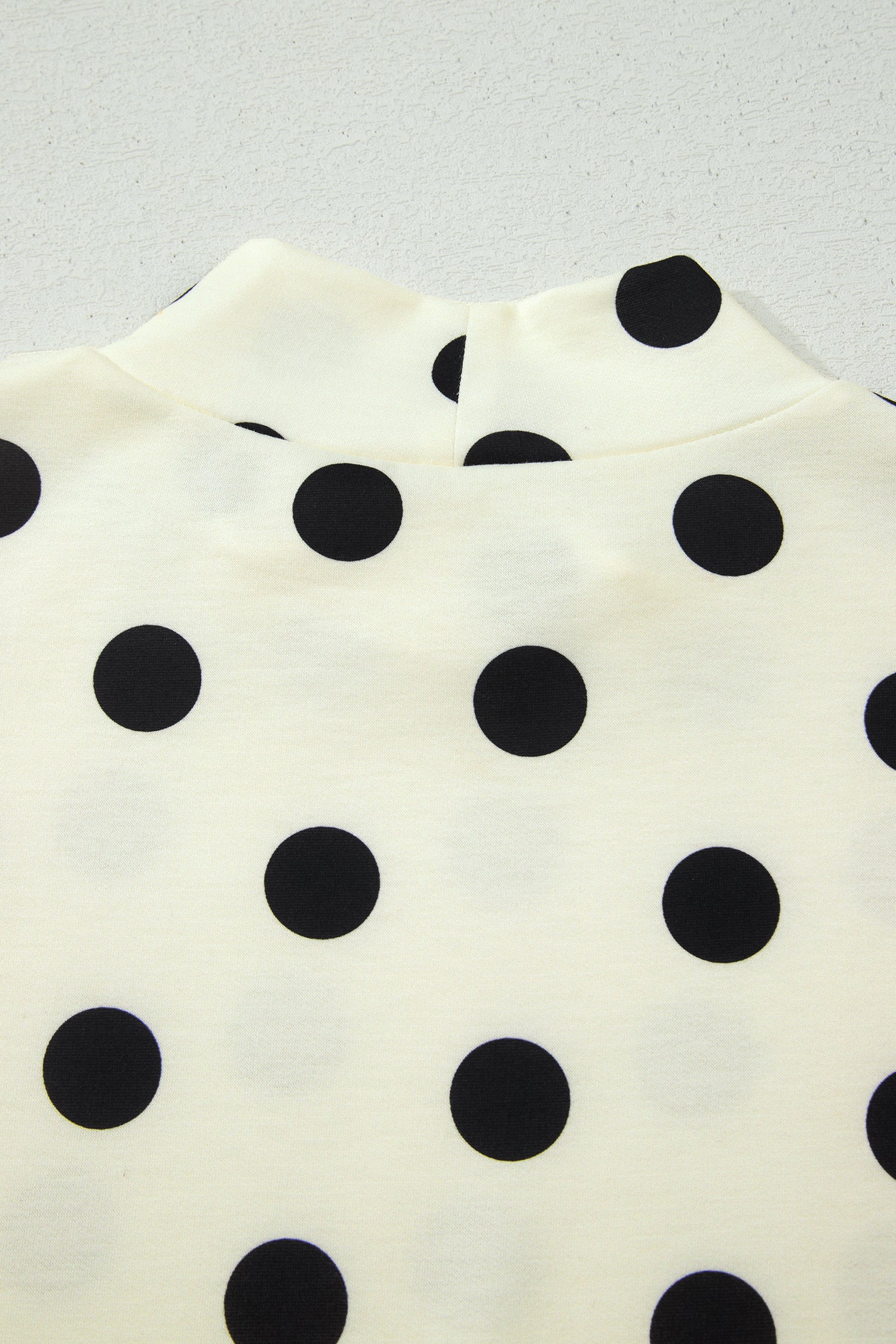Beige Polka Dot Print High Neck Dolman Top