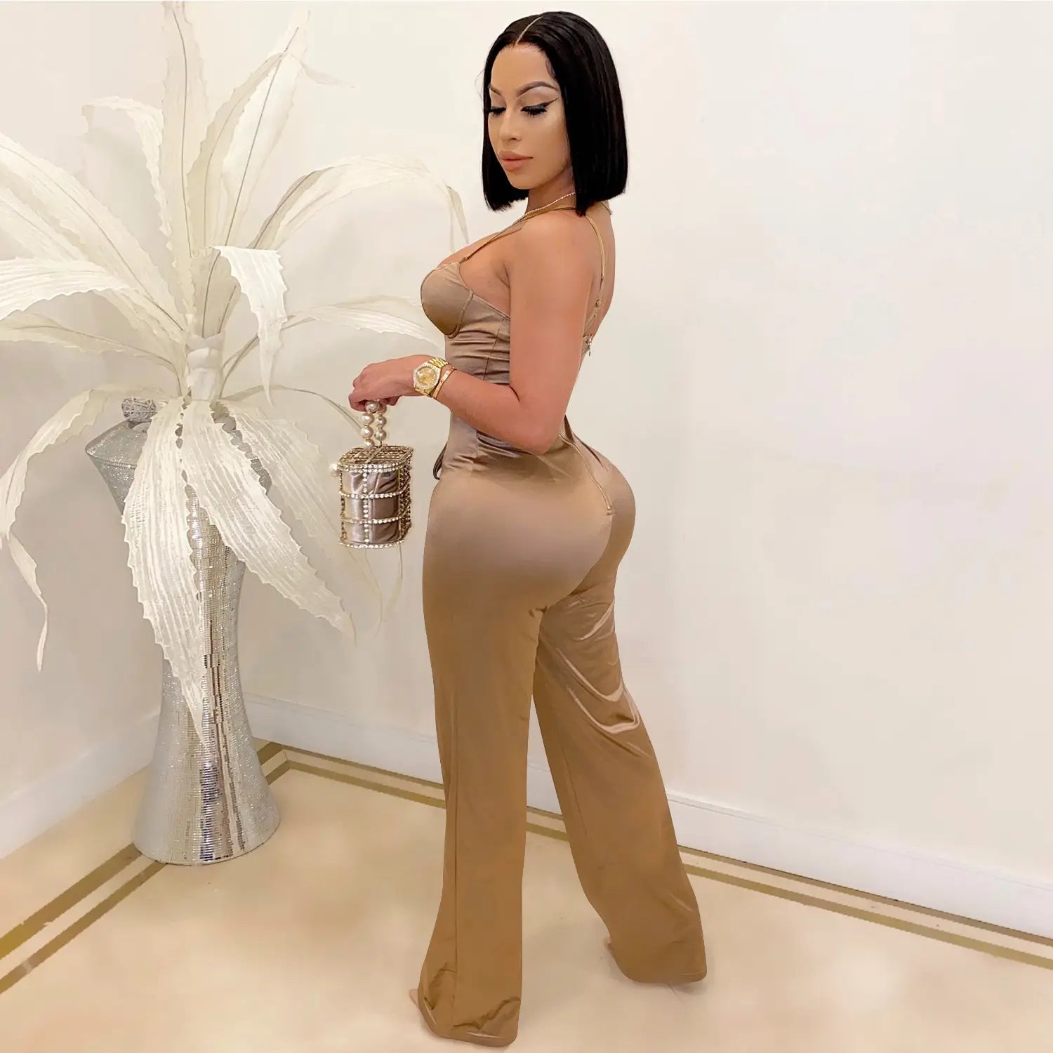 Fashionsexy jumpsuit straight leg pants casual elegant commute