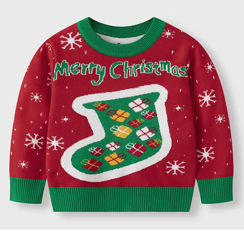 Children's Christmas Socks Red Sweater Baby Undercover Knitted Sweater