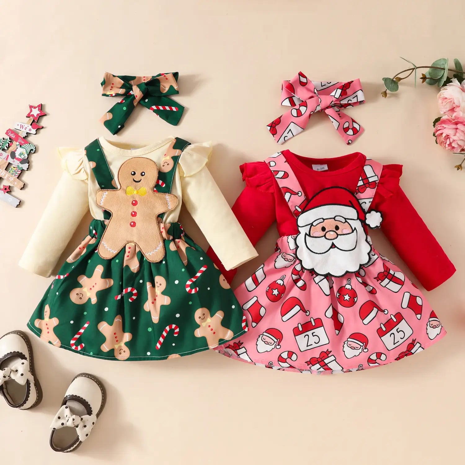 Baby christmas long sleeved top suspender skirt set christmas grandpa jumpsuit + solid color hoodie