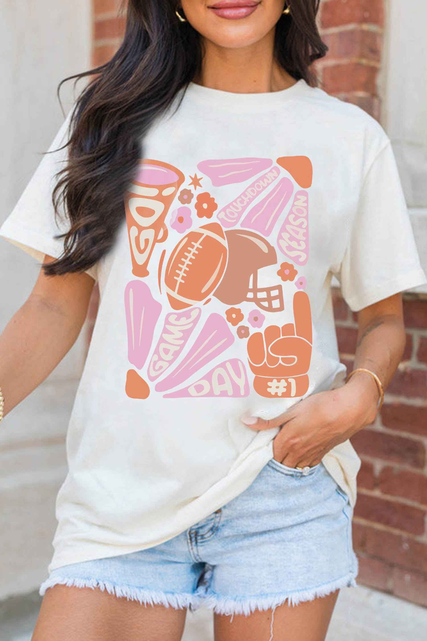 White Game Day Touchdown Season Graphic Tee