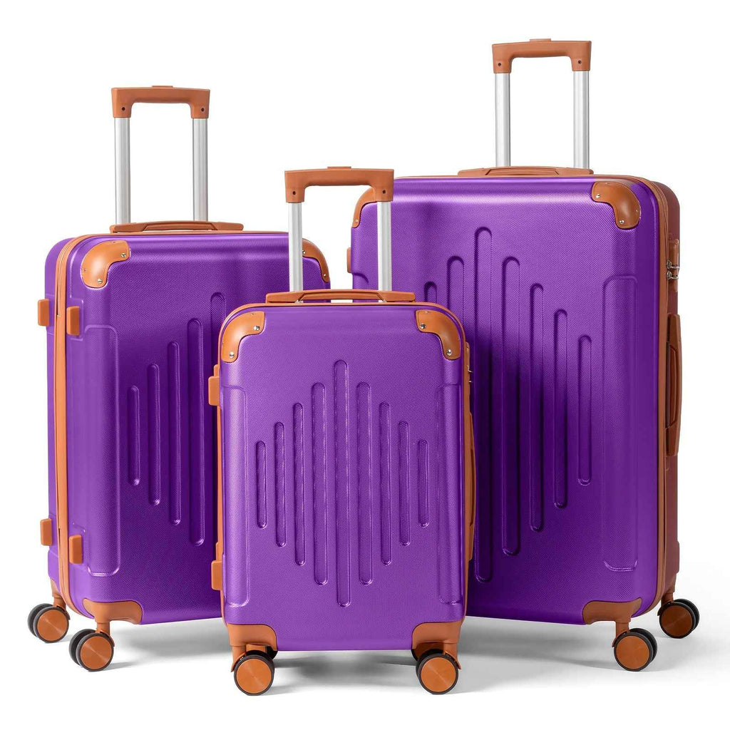 Luxury Dark PurpleBrown Hardside Expandable Spinner Luggage Set