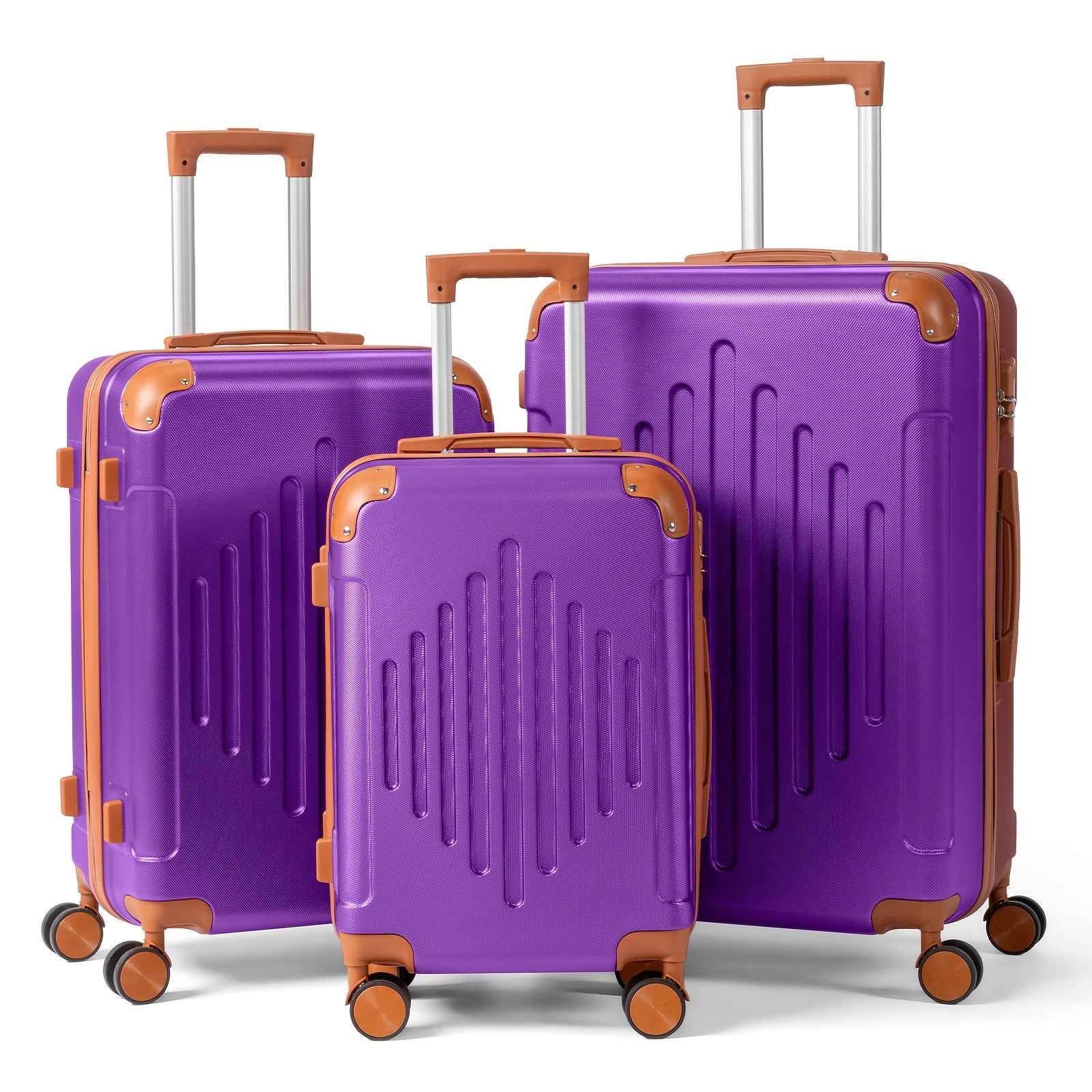 Luxury Dark PurpleBrown Hardside Expandable Spinner Luggage Set