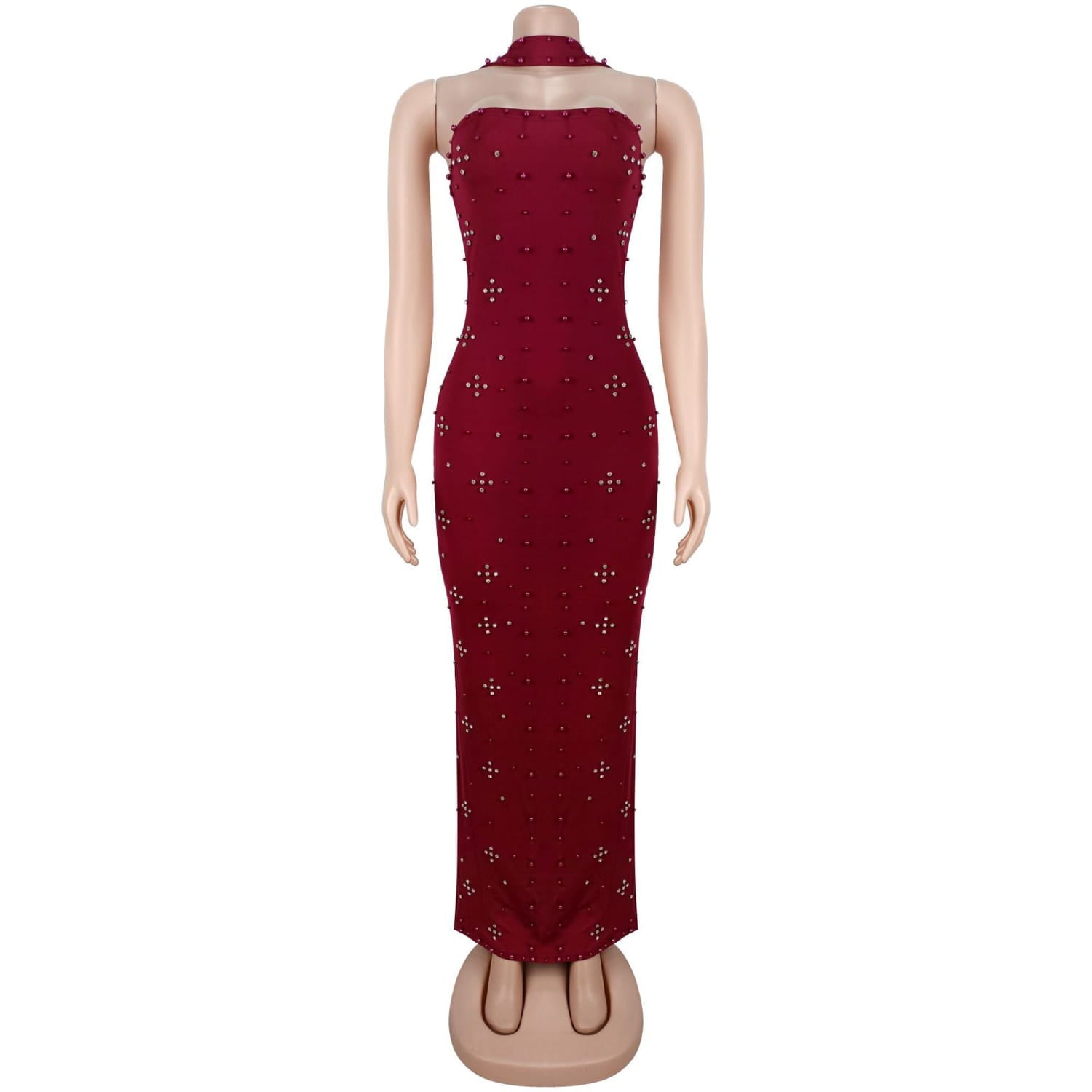 Elegant embellished bodycon strapless dress for women