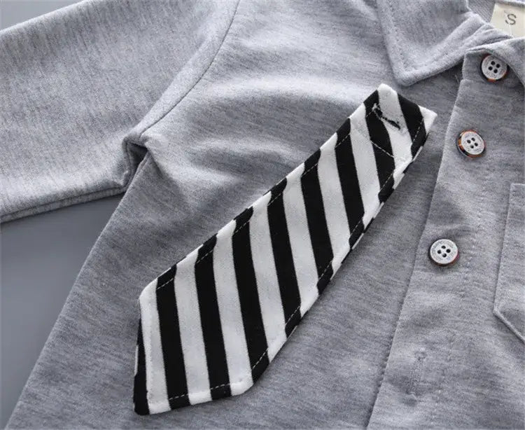 New style two-piece set of stylish spring clothing for small and medium-sized boys men’s baby shirt dress children’s