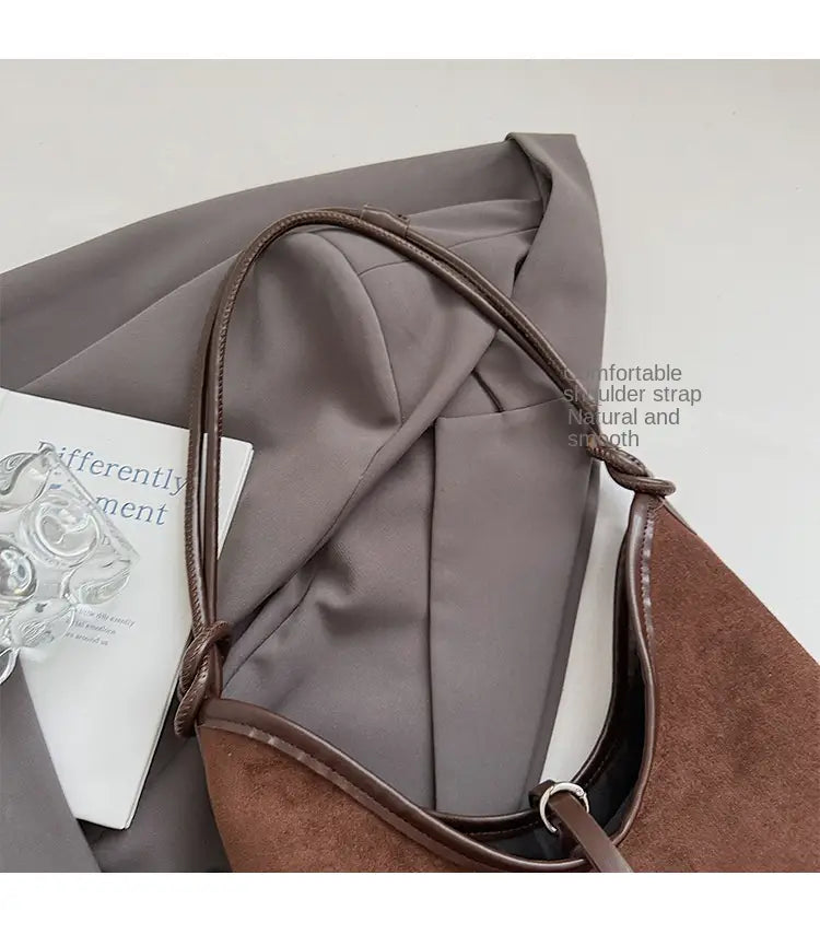 Matte retro women’s large capacity shoulder bag casual everyday tote with premium texture