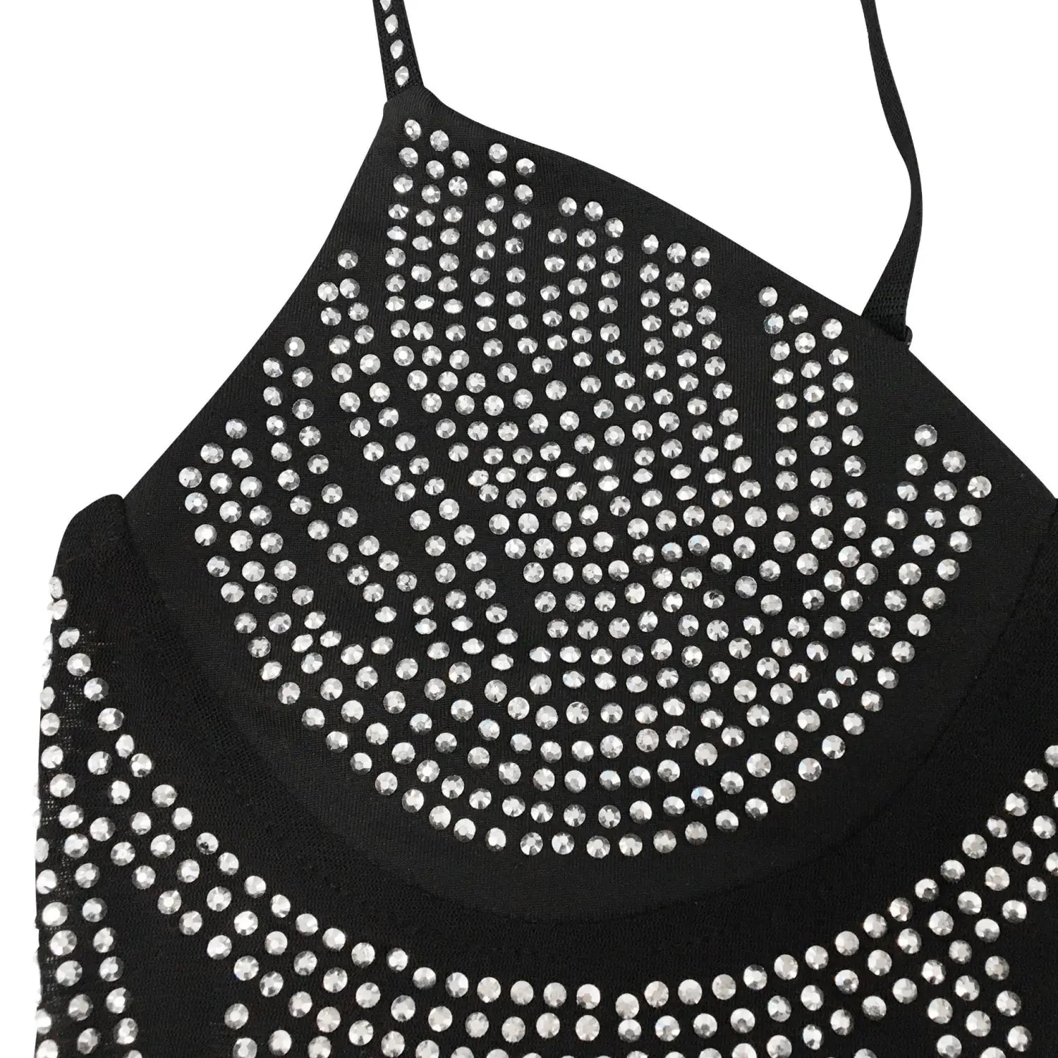 Sexy embellished strapless sleeveless crop top dress with fringe details