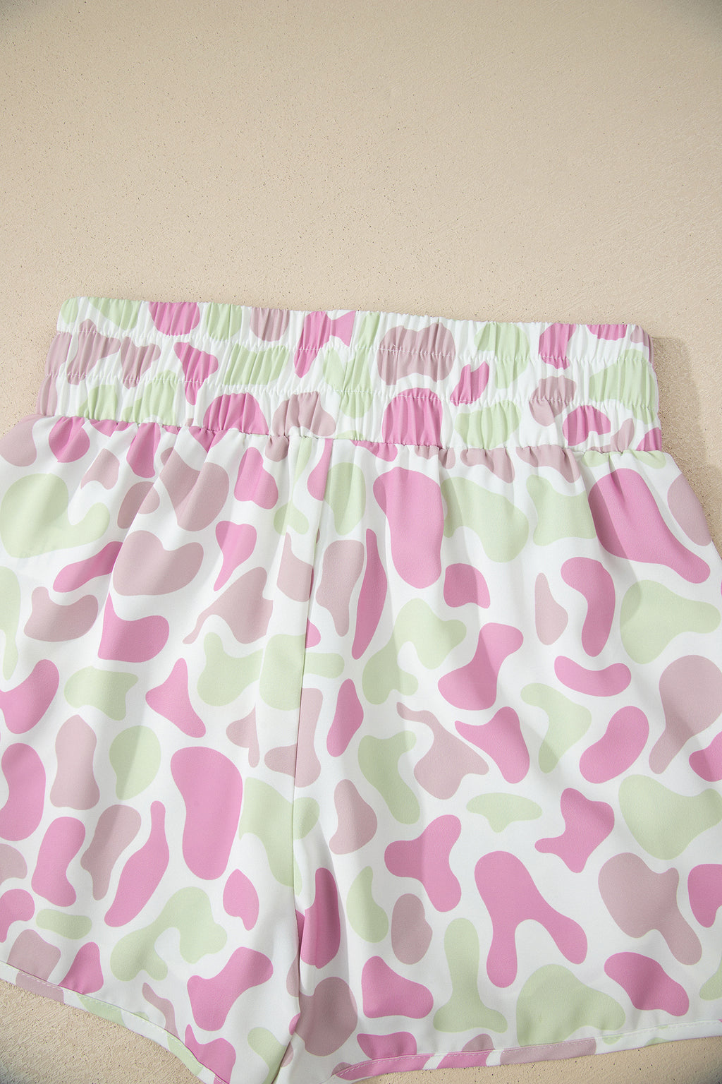 Multicolour Camouflage Print Shirred High Waist Athleisure Shorts