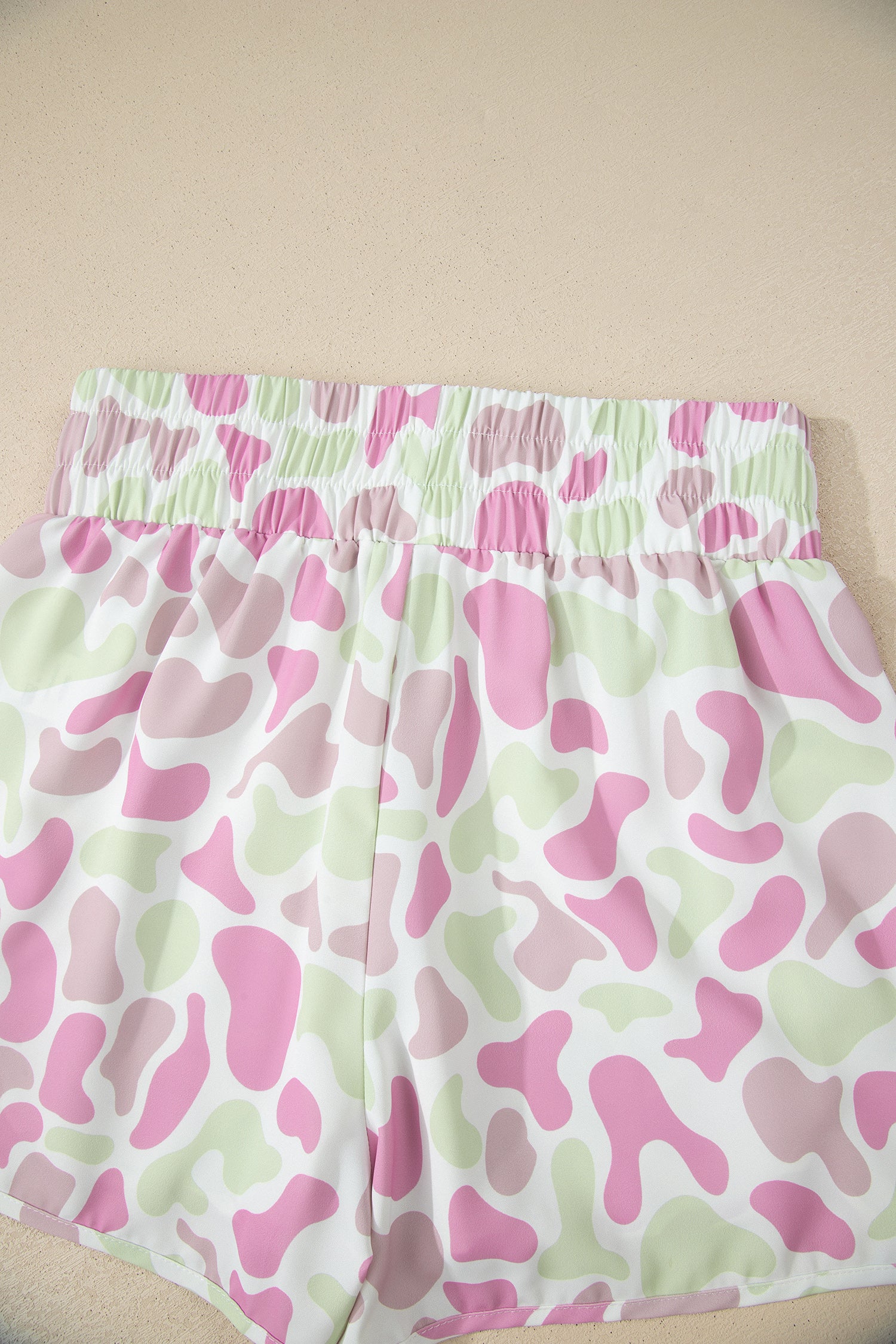 Multicolour Camouflage Print Shirred High Waist Athleisure Shorts