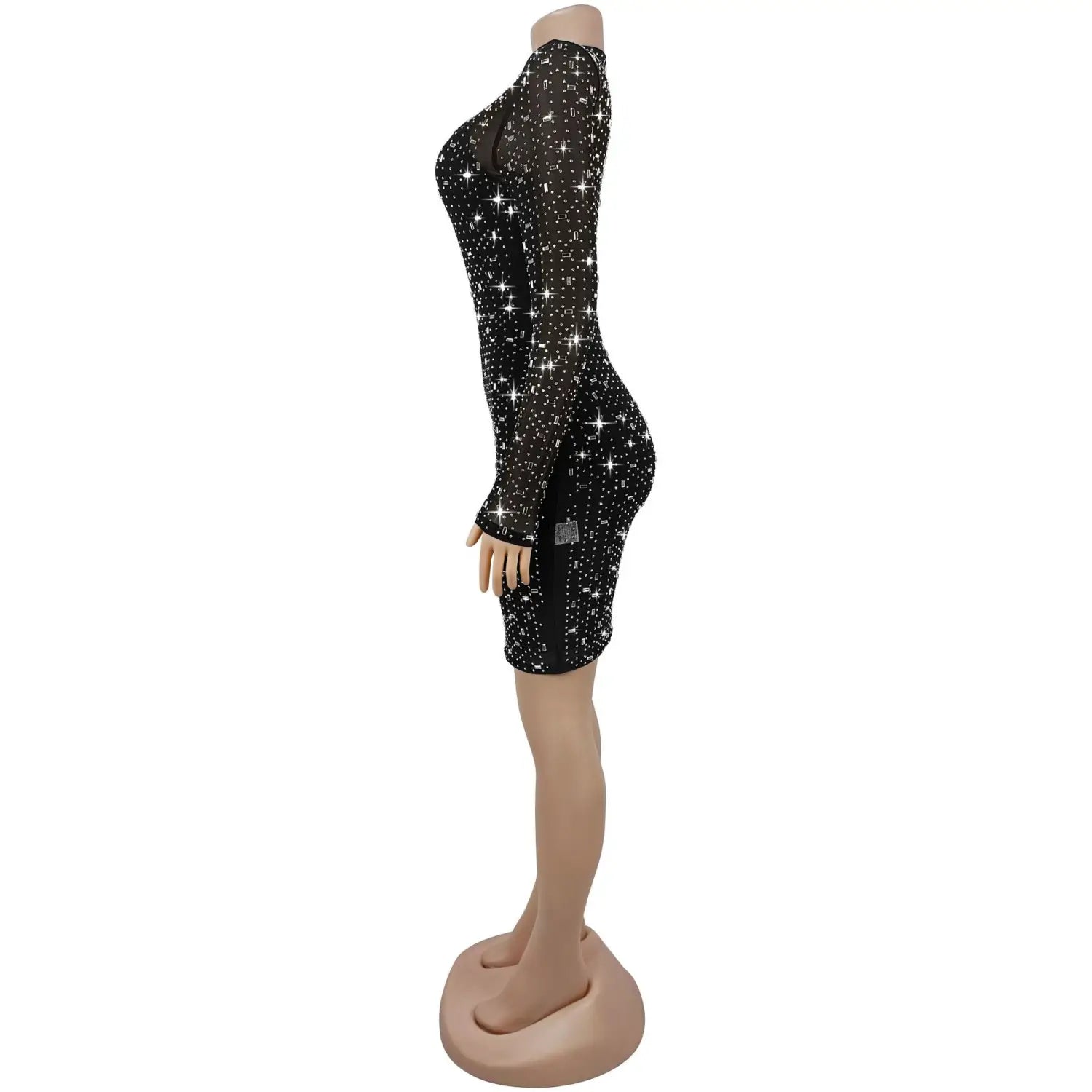 Women’s sexy mesh rhinestone bodycon mini dress
