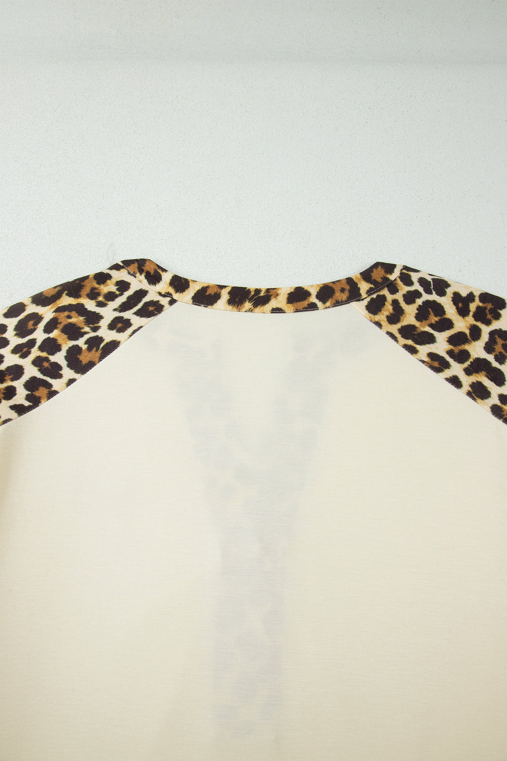 Beige Plus Size Leopard Contrast Patchwork Polo Tee