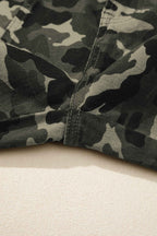 Green Camouflage Print Multi Pocketed Womens Denim Pants