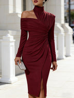 Elegant Casual Knit Hollow-Out Slit Dress