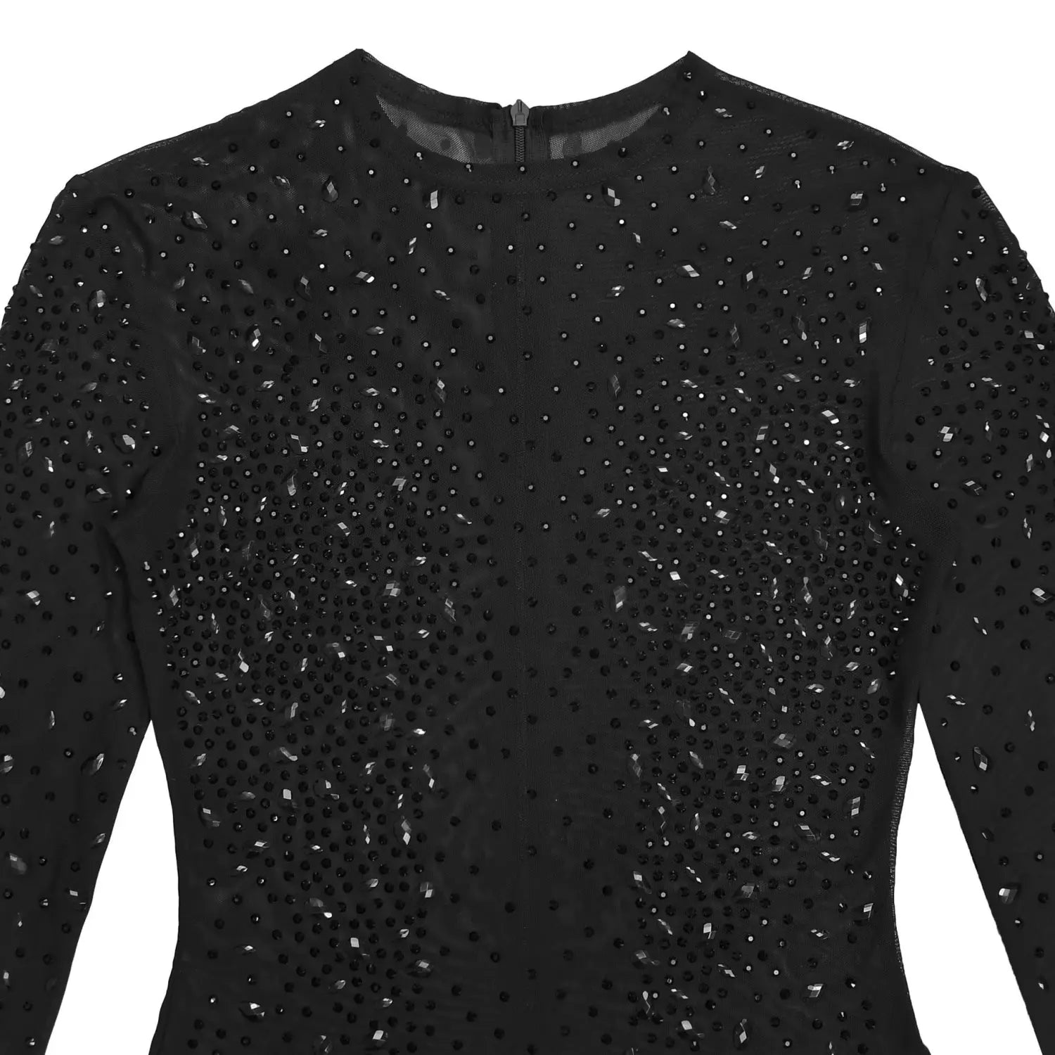 Sexy Sheer Mesh Rhinestone Bodycon Dress