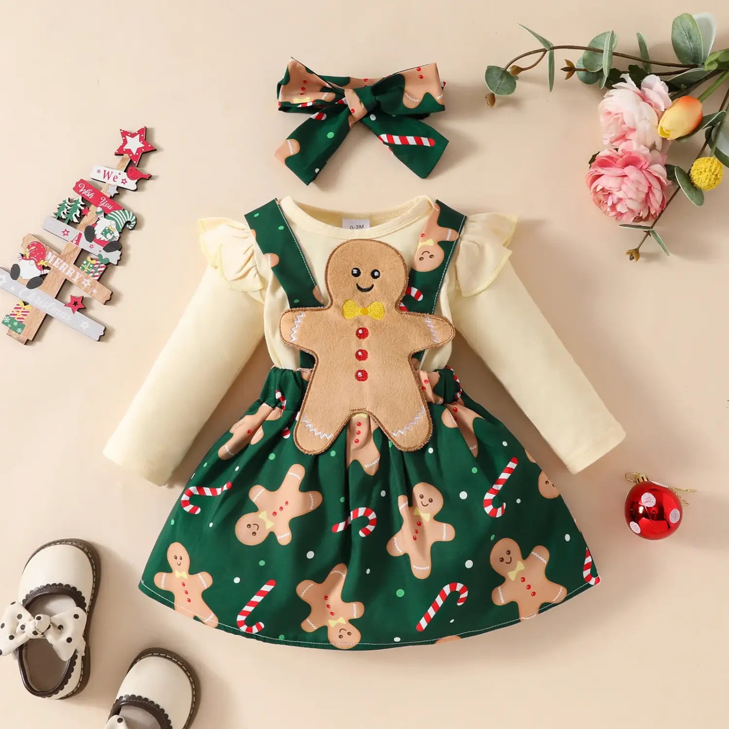 Baby christmas long sleeved top suspender skirt set christmas grandpa jumpsuit + solid color hoodie