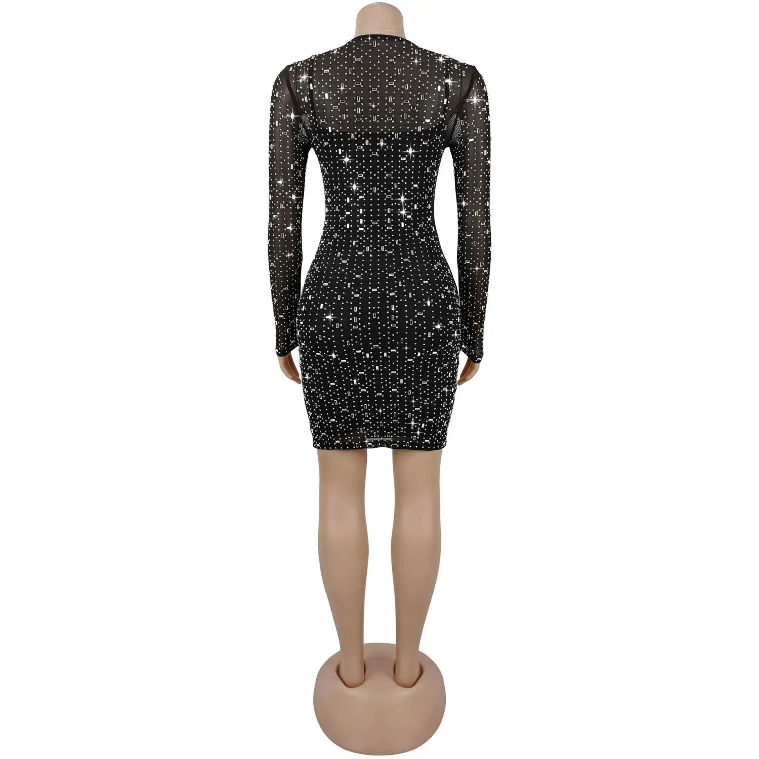 Women’s sexy mesh rhinestone bodycon mini dress