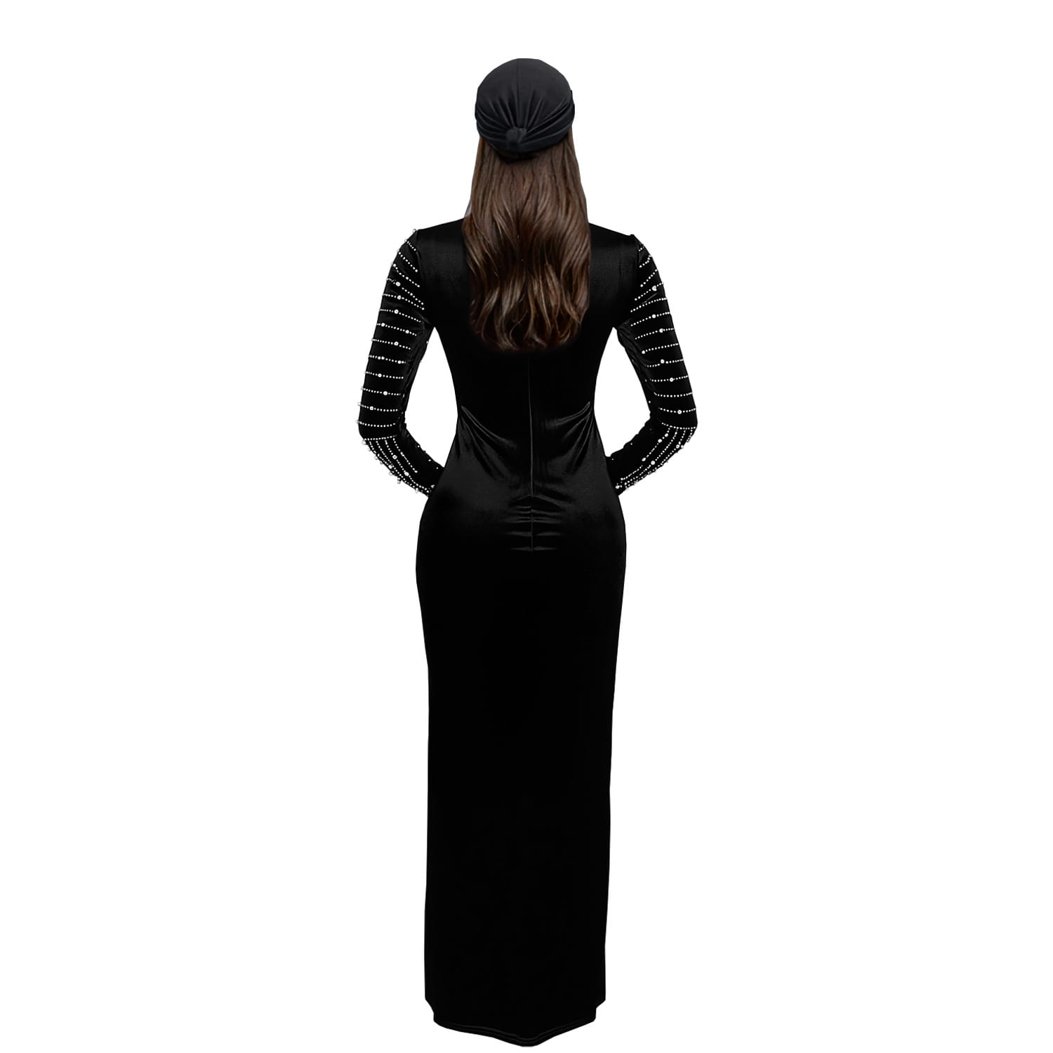 Elegant velvet embellished long sleeve dress for women fashion style casual occasion