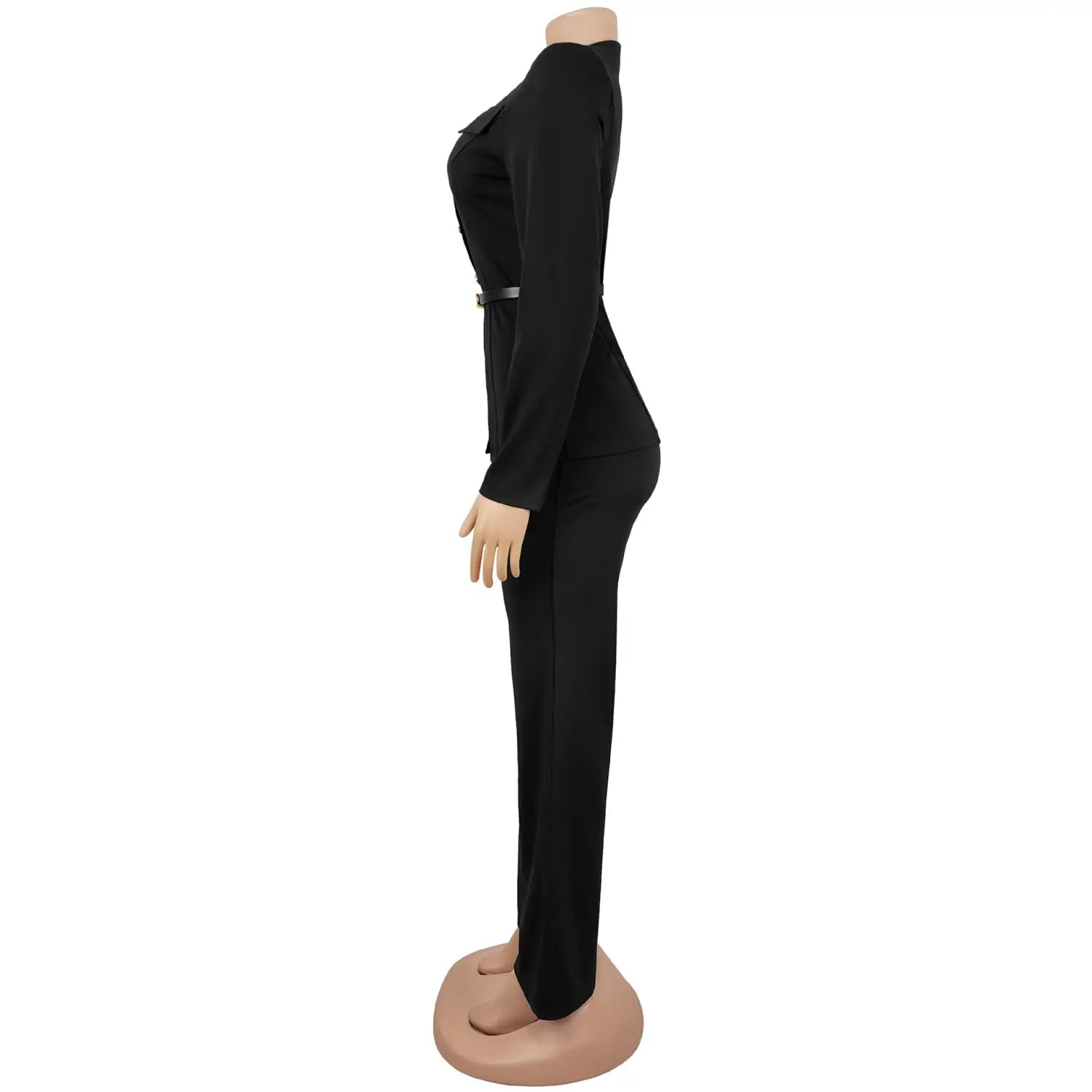 Fashionable women’s slimming belted top and pants set