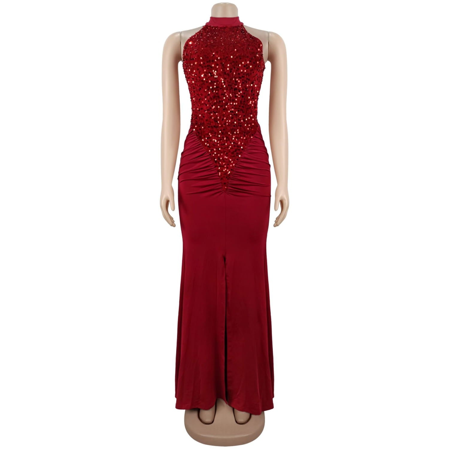 Fashion women’s sexy fitted sequin velvet split dress