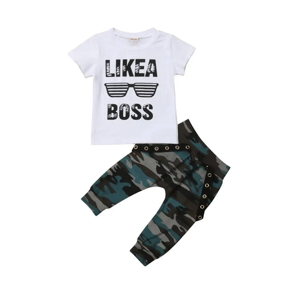 Newborn infant toddler baby boy clothes set kids boys cute short sleeve t-shirt top + pants outfits clothing set