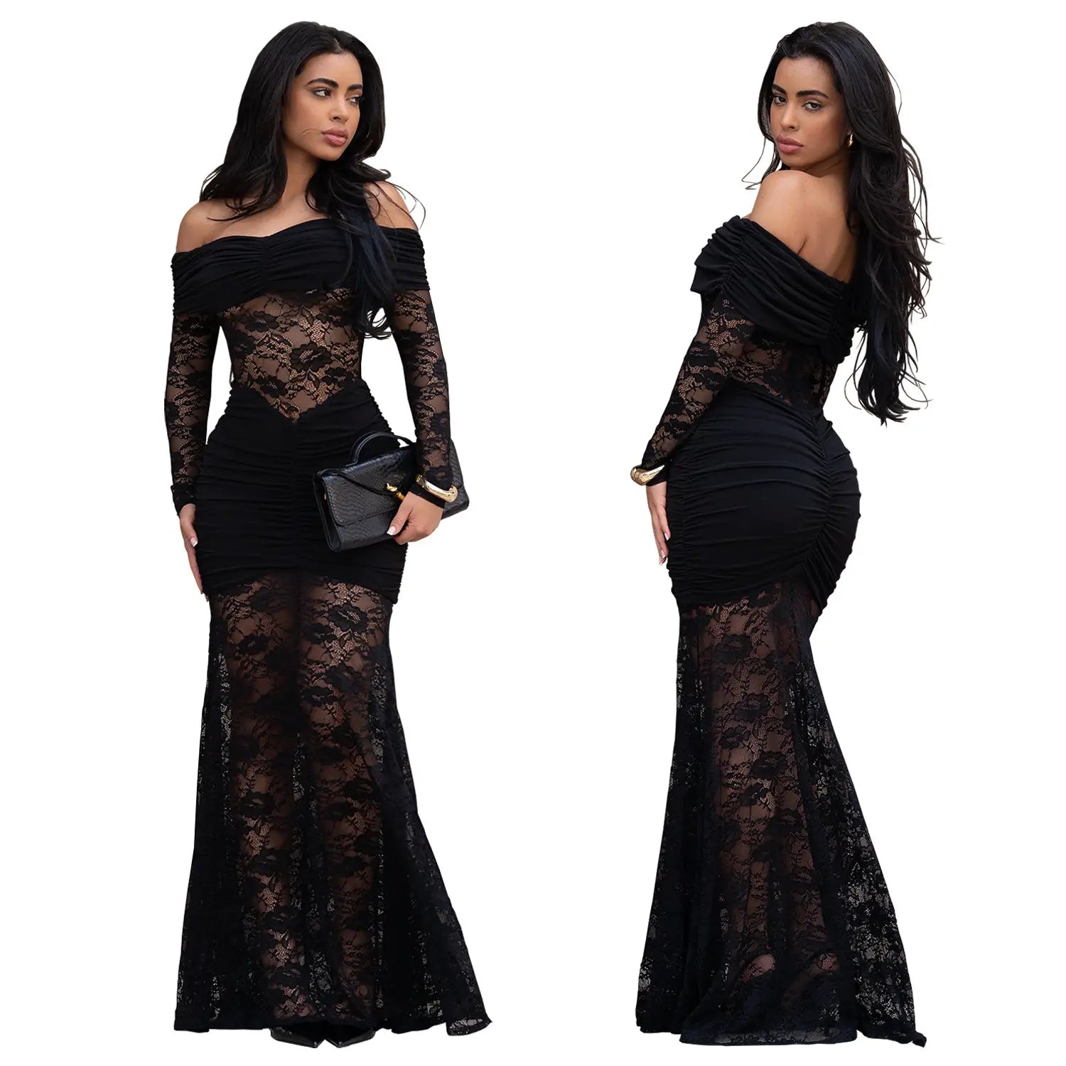 Fashion Women's Sexy One-Shoulder Lace Bodycon Dress